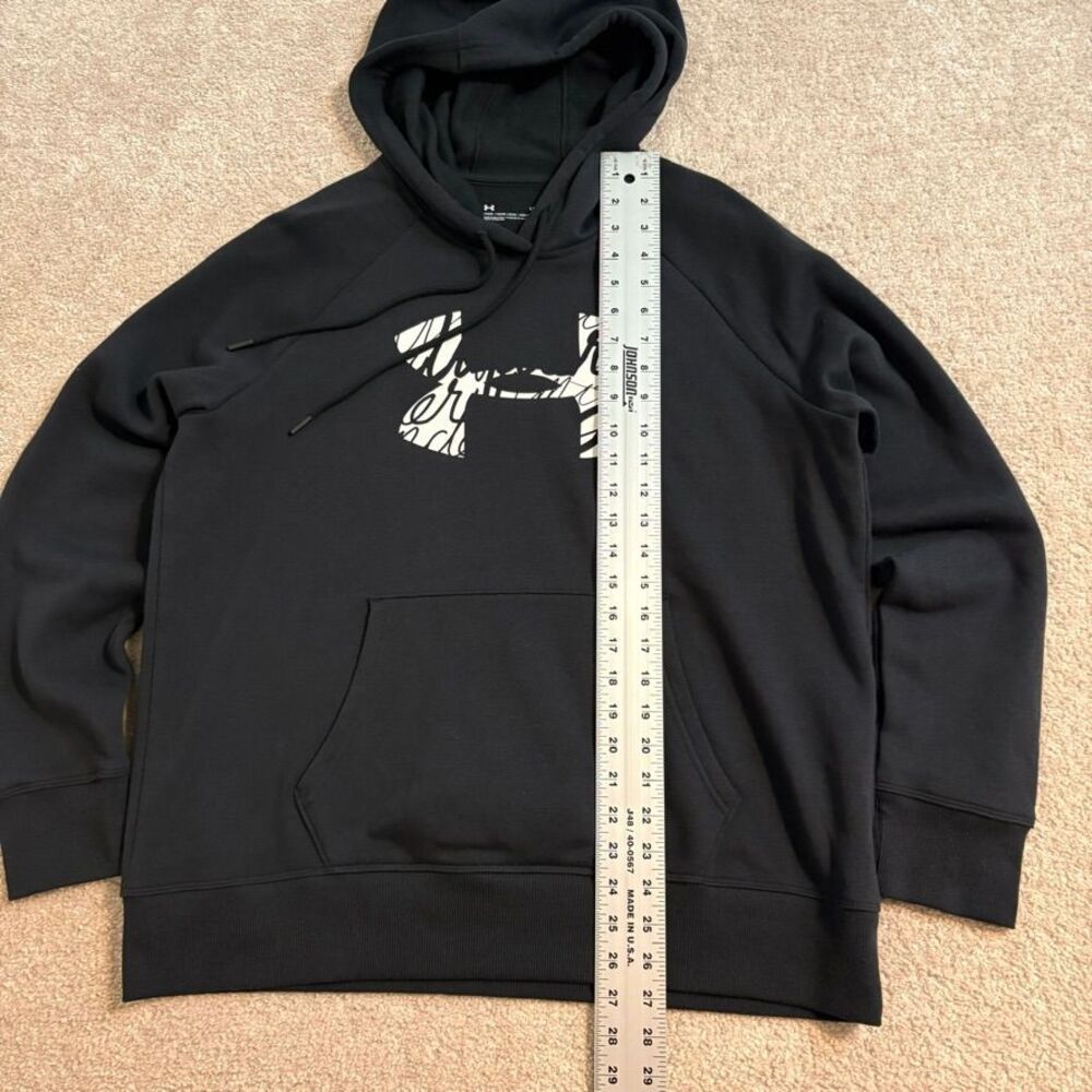 Under Armour Black Pullover Men's Hoodie with Graphic Logo Athletic Sweatshirt L - Picture 4 of 6